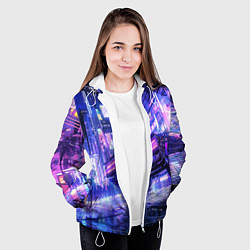 Куртка с капюшоном женская Cyberpunk city, цвет: 3D-белый — фото 2