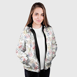 Куртка с капюшоном женская Штампы мира, цвет: 3D-черный — фото 2