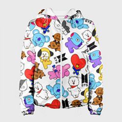 Куртка с капюшоном женская BTS BT21, цвет: 3D-белый
