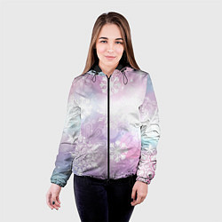 Куртка с капюшоном женская Снежинки, цвет: 3D-черный — фото 2