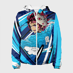 Куртка с капюшоном женская Клинок рассекающий демонов, цвет: 3D-белый