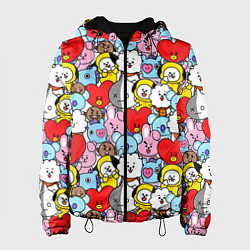 Куртка с капюшоном женская BT21 BTS, цвет: 3D-черный