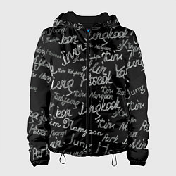 Куртка с капюшоном женская BTS имена, цвет: 3D-черный