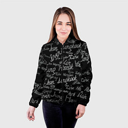 Куртка с капюшоном женская BTS имена, цвет: 3D-черный — фото 2