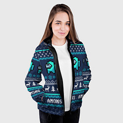 Куртка с капюшоном женская AMONG US НОВОГОДНИЙ, цвет: 3D-черный — фото 2
