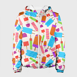Куртка с капюшоном женская Мороженое, цвет: 3D-белый
