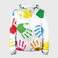 Женская куртка Цветные ладошки - Детский узор