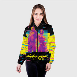 Куртка с капюшоном женская Cyberpunk 2077 - Взлом системы, цвет: 3D-черный — фото 2
