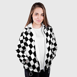 Куртка с капюшоном женская Клетки, цвет: 3D-белый — фото 2