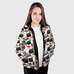 Куртка с капюшоном женская Котики Суши, цвет: 3D-черный — фото 2