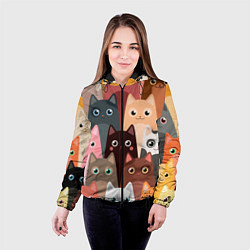 Куртка с капюшоном женская Котики мультяшные, цвет: 3D-черный — фото 2