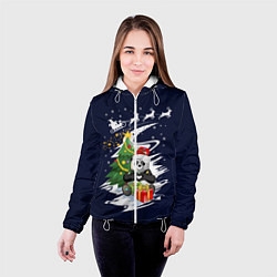 Куртка с капюшоном женская Рождественская Панда, цвет: 3D-белый — фото 2