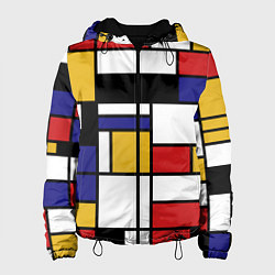 Куртка с капюшоном женская Color blocking, цвет: 3D-черный