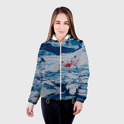 Куртка с капюшоном женская Холодная абстракция, цвет: 3D-белый — фото 2
