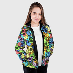 Куртка с капюшоном женская Цветные Поп Котики, цвет: 3D-черный — фото 2