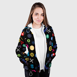 Куртка с капюшоном женская BITCOIN PATTERN БИТКОИН Z, цвет: 3D-белый — фото 2