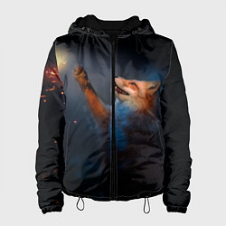 Куртка с капюшоном женская Лиса и огонек, цвет: 3D-черный