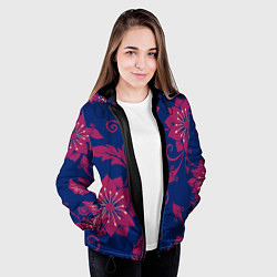 Куртка с капюшоном женская Цветы, цвет: 3D-черный — фото 2