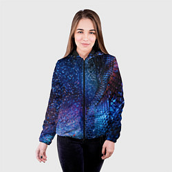 Куртка с капюшоном женская Синяя чешуйчатая абстракция blue cosmos, цвет: 3D-черный — фото 2