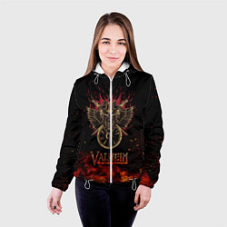 Куртка с капюшоном женская Valheim символ черепа, цвет: 3D-белый — фото 2