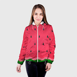 Куртка с капюшоном женская Текстура арбуза, цвет: 3D-белый — фото 2