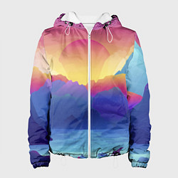 Куртка с капюшоном женская Красочные Горы, цвет: 3D-белый