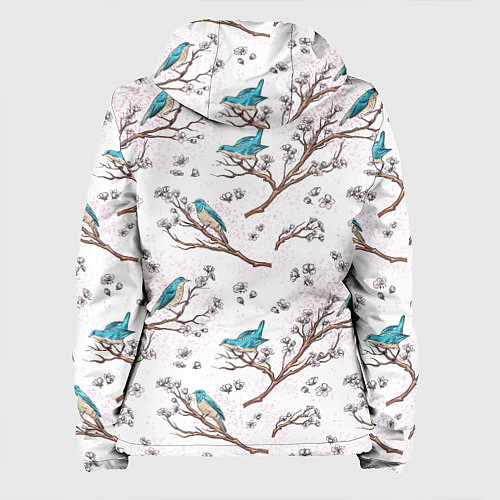 Женская куртка Птички весной на ветках Сакуры / 3D-Черный – фото 2