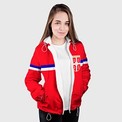 Куртка с капюшоном женская Сборная Сербии, цвет: 3D-белый — фото 2