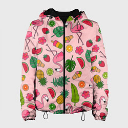 Куртка с капюшоном женская Фламинго Лето, цвет: 3D-черный