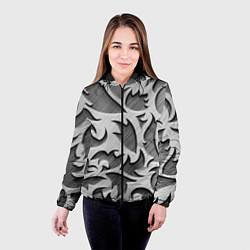 Куртка с капюшоном женская Монохромный узор, цвет: 3D-черный — фото 2
