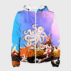 Куртка с капюшоном женская Осьминог в Лаве Градиент, цвет: 3D-белый
