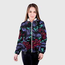 Куртка с капюшоном женская Японские карпы, цвет: 3D-белый — фото 2