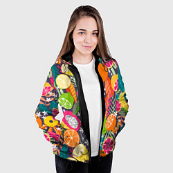 Куртка с капюшоном женская Фрукты, цвет: 3D-черный — фото 2