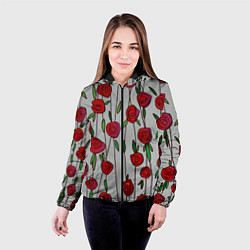 Куртка с капюшоном женская Розы на бетоне, цвет: 3D-черный — фото 2
