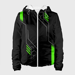 Куртка с капюшоном женская ФУТУРИСТИЧНАЯ БРОНЯ ЗЕЛЕНАЯ, цвет: 3D-белый