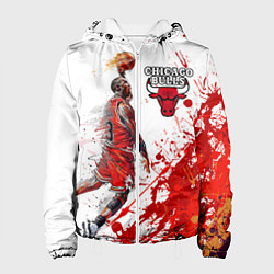 Куртка с капюшоном женская CHICAGO BULLS 9, цвет: 3D-белый