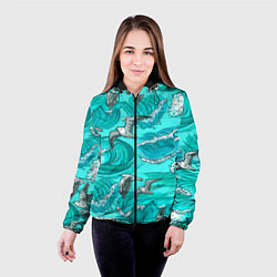Куртка с капюшоном женская Чайки в море, цвет: 3D-черный — фото 2