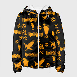 Куртка с капюшоном женская Haikyu!! ВОЛЕЙБОЛ!! элементы, цвет: 3D-белый