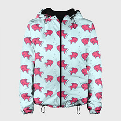 Куртка с капюшоном женская Рыбки, цвет: 3D-черный