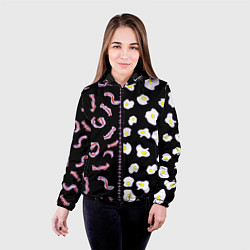 Куртка с капюшоном женская Яичница с беконом, цвет: 3D-черный — фото 2