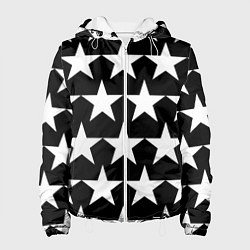 Женская куртка Белые звёзды на чёрном фоне 2