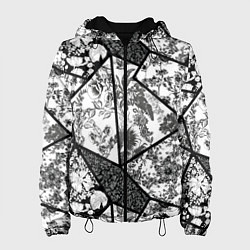 Куртка с капюшоном женская Цветочный Кинцуги Kintsugi, цвет: 3D-черный