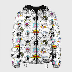 Куртка с капюшоном женская Веселые Роджеры пиратов Соломенной Шляпы, цвет: 3D-черный