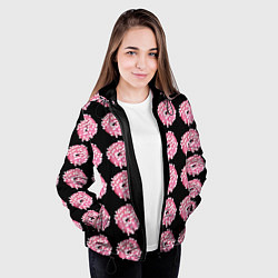 Куртка с капюшоном женская Пончики с маршмеллоу, цвет: 3D-черный — фото 2