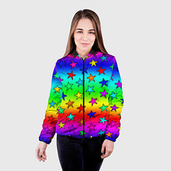 Куртка с капюшоном женская Радужные звезды, цвет: 3D-черный — фото 2