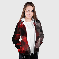 Куртка с капюшоном женская Серо-красная абстракция, цвет: 3D-белый — фото 2