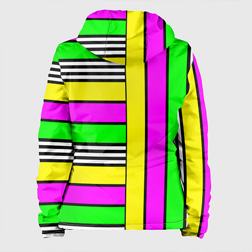 Женская куртка Полосатый неоновый модный узор / 3D-Черный – фото 2