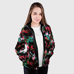 Куртка с капюшоном женская Гранжевый абстрактный узор, цвет: 3D-черный — фото 2