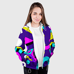 Куртка с капюшоном женская Геометрические фигуры, цвет: 3D-белый — фото 2