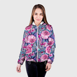 Куртка с капюшоном женская Волшебный сад с пионами, цвет: 3D-белый — фото 2